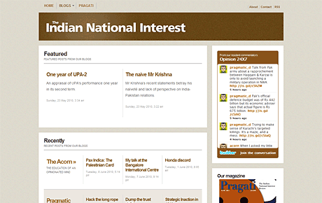 The Indian National Interest website screenshot