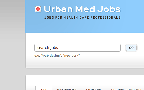 UrbanMedJobs website screenshot
